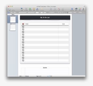 To Do List Template - Pages List Template, HD Png Download, Transparent PNG