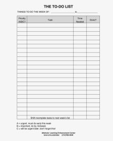 Blank Things To Do List Main Image - 납품 확인서 양식 엑셀, HD Png Download, Transparent PNG