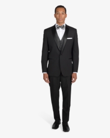 Black Notch Lapel Tuxedo With Bow Tie - Suit For Male, HD Png Download, Transparent PNG