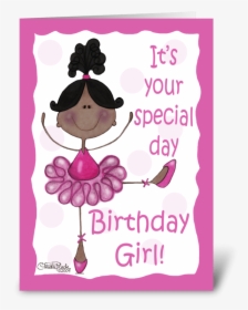 Dark Skin Ballerina-birthday Girl Greeting Card - Happy Birthday Uzma Quotes, HD Png Download, Transparent PNG