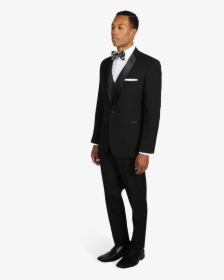 Black Notch Lapel Tuxedo With Bow Tie - Black Tuxedo, HD Png Download, Transparent PNG