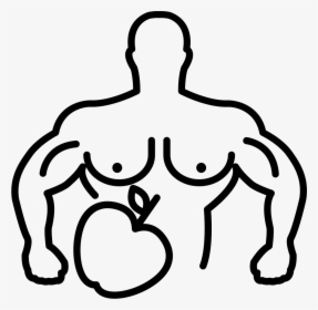 Male Muscular Outline With Apple Comments - Clipart Muscular Png, Transparent Png, Transparent PNG