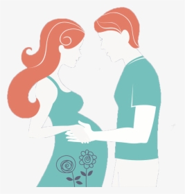 Smoking Clipart Pregnant Woman - Pregnant Couple Drawing, HD Png Download, Transparent PNG