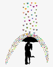 Human Behavior,art,area - Silhouette Couple Kissing Painting, HD Png Download, Transparent PNG