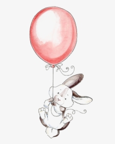 Watercolor Painting Rabbit Work Of Art Illustration - Dessin Aquarelle Lapin Mignon Ballon, HD Png Download, Transparent PNG