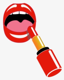 Clip Art Cosmetics Transprent Png Free - Lips With Lipstick Cartoon, Transparent Png, Transparent PNG