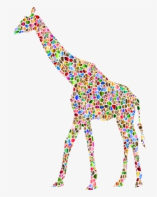 Chromatic Tiled Giraffe Silhouette - Giraffe, HD Png Download, Transparent PNG