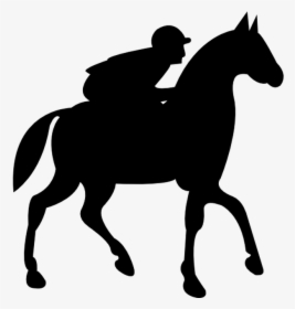 Jockey Riding On Black Walking Horse Free Vector Icon, HD Png Download, Transparent PNG