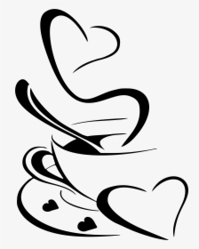 Coffee Clipart Heart - Coffee Clipart Black And White Png, Transparent Png, Transparent PNG