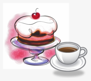 Coffee Clipart Tea Cake - Coffee And Dessert Clipart, HD Png Download, Transparent PNG