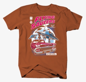 Vintage Flying Saucer Comic Aliens Ufo Spaceship In - Flying Saucer Design Tshirt, HD Png Download, Transparent PNG