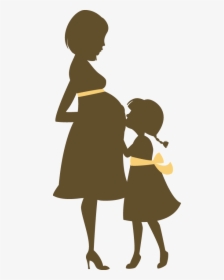 Transparent Baby Silhouette Png - Pregnant Mom And Daughter Clipart, Png Download, Transparent PNG