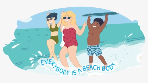 Three Young People At The Beach, With Different Body - Body Image Poster Young People, HD Png Download, Transparent PNG