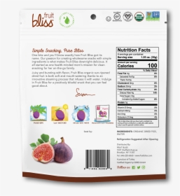 Fruit Bliss Figs - Back Package Dried Fruit, HD Png Download, Transparent PNG