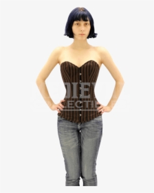 Steampunk Striped Sateen Overbust Corset - Girl, HD Png Download, Transparent PNG