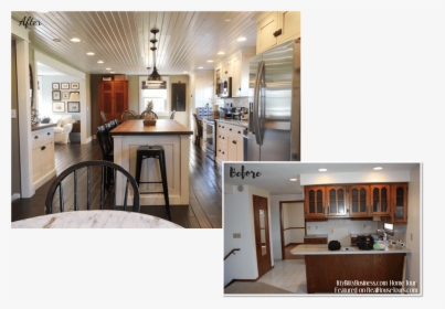 White Farmhouse Kitchen Before And After Renovation - Interior Design, HD Png Download, Transparent PNG
