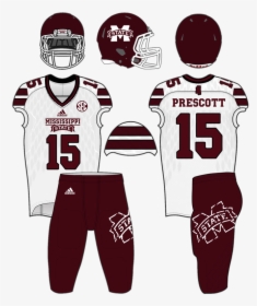 Dak Prescott White Mississippi State Bulldogs Alumni - Adidas Football Jersey Template, HD Png Download, Transparent PNG