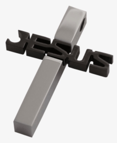 Men Set Black And Silver Jesus Cross Stainless Steel - Cross, HD Png Download, Transparent PNG