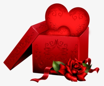 Heart With Gift Box - Valentines Day Gift Png, Transparent Png, Transparent PNG