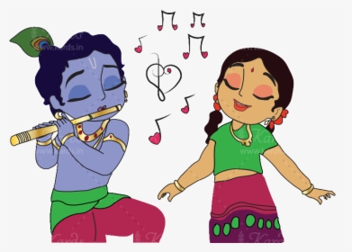 Invitation Clipart Tamil - Bal Krishna And Radha Cartoon, HD Png Download ,  Transparent Png Image - PNGitem