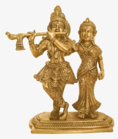 Romancing Lord Radha Krishna Playing Flute Brass Statue, - Bronze Sculpture, HD Png Download, Transparent PNG
