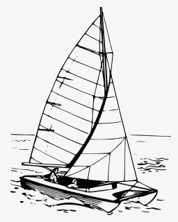 Waves Clipart Sailboat - Catamaran Boat Drawing, HD Png Download, Transparent PNG