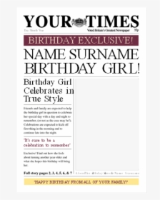#sticker #paper #newspaper #scrapbook #frame #invitations - Newspaper Style Birthday Cards, HD Png Download, Transparent PNG