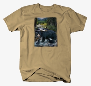 Black Mama Bear And Baby Cubs Playing Water Wildlife - Chevy C10 Shirts, HD Png Download, Transparent PNG