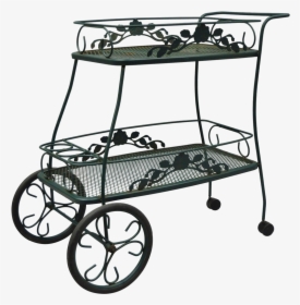 Meadowcraft Dogwood Green Wrought Iron Tea Cart Rolling - Victorian Era Tea Cart, HD Png Download, Transparent PNG