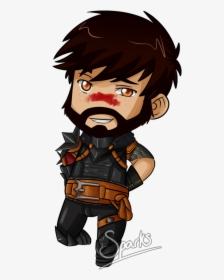 Male Mage Hawke Chibi By Sparksreactor - Chibi Boy With Beard, HD Png Download, Transparent PNG
