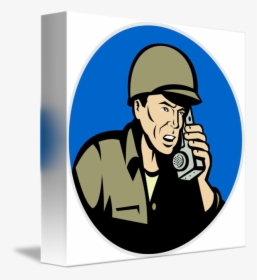 Military Soldier Talking Radio Walkie Talkie By - Soldier On Walkie Talkie Cartoon, HD Png Download, Transparent PNG