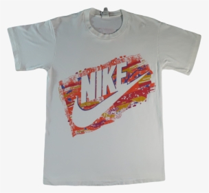 Rare Vintage Nike T Shirt 80s 90s Tee - Nike White Colorful Shirt, HD Png Download, Transparent PNG