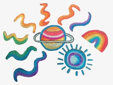 #space #planets #rainbow #aesthetic #chalk #chalkart - Circle, HD Png Download, Transparent PNG