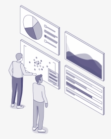 Illustration Of Two People Looking At Statistics On - Display Device, HD Png Download, Transparent PNG