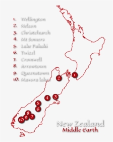 10 Day Lotr Tour Map - Lord Of The Rings Sites South Island, HD Png Download, Transparent PNG
