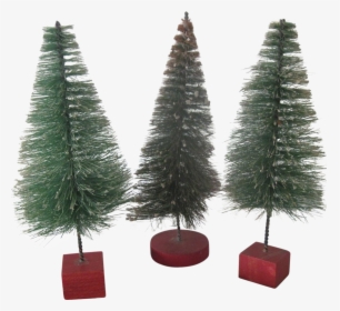 Set Of Three Vintage Miniature Bottle Brush Christmas - Christmas Tree, HD Png Download, Transparent PNG