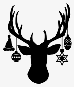 Christmas Deer Head Silhouette, HD Png Download, Transparent PNG