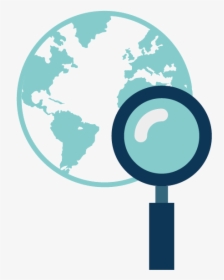 Globe And Magnifying Glass Icon For Worldwide Patent - Magnifying Glass World Clipart, HD Png Download, Transparent PNG
