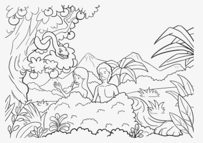 Adam And Eve Snake Coloring Page, HD Png Download, Transparent PNG