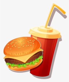 Fast Food Veggie Burger Junk Vector Handpainted - Fast Food Vector Png, Transparent Png, Transparent PNG