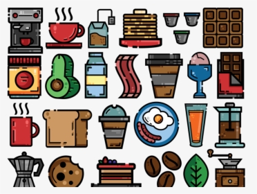 Food Illustrations Icons Breakfast Food Vector Colorful, HD Png Download, Transparent PNG