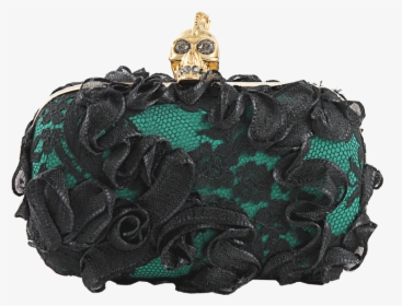 Alexander Mcqueen Green/black Lace And Ribbon Skull - Handbag, HD Png Download, Transparent PNG