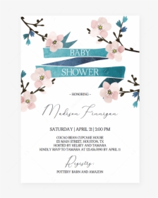 Floral Baby Shower Invitation Cherry Blossom By Littlesizzle - Paper, HD Png Download, Transparent PNG
