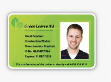 View Larger Image Colourful Green Leaves Id Card Sample - Work Id Card Sample, HD Png Download, Transparent PNG