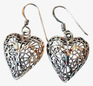 Sterling Silver Filigree Heart - Earrings, HD Png Download, Transparent PNG