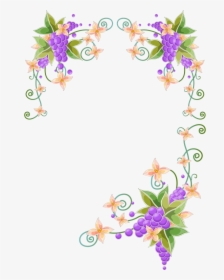 Christmas Corner Border Png - Border Design With Flowers And Butterflies, Transparent Png, Transparent PNG