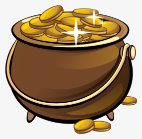 Gold Coin Leprechaun Money - Pot With Gold Coins Clipart, HD Png Download, Transparent PNG
