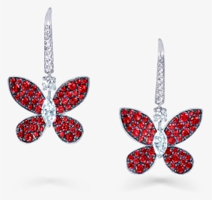 A Pair Of Graff Pavé Butterfly Drop Earrings Pave Set - Graff Pave Butterfly Earrings, HD Png Download, Transparent PNG