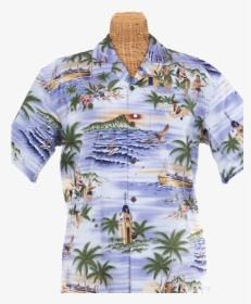 Newt S Retro-print Aloha Shirt With The Aloha Tower - 1950s Palm Tree Hawaiian Shirt, HD Png Download, Transparent PNG