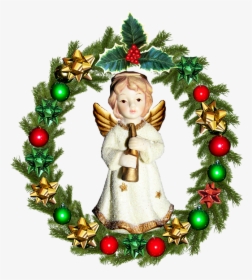 Christmas, Wreath, Angel - Christmas Robin Images Free, HD Png Download, Transparent PNG